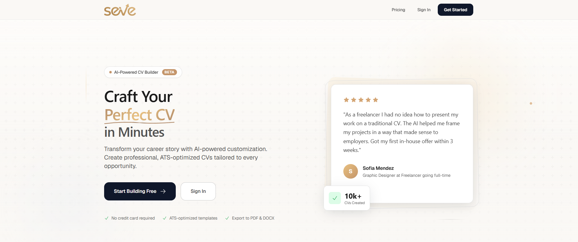 SEVE - Main product screenshot demonstrating key features and user interface