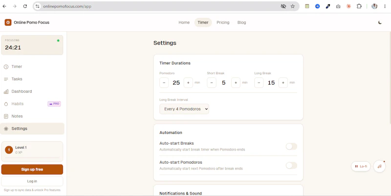 Online Pomo Focus screenshot 3