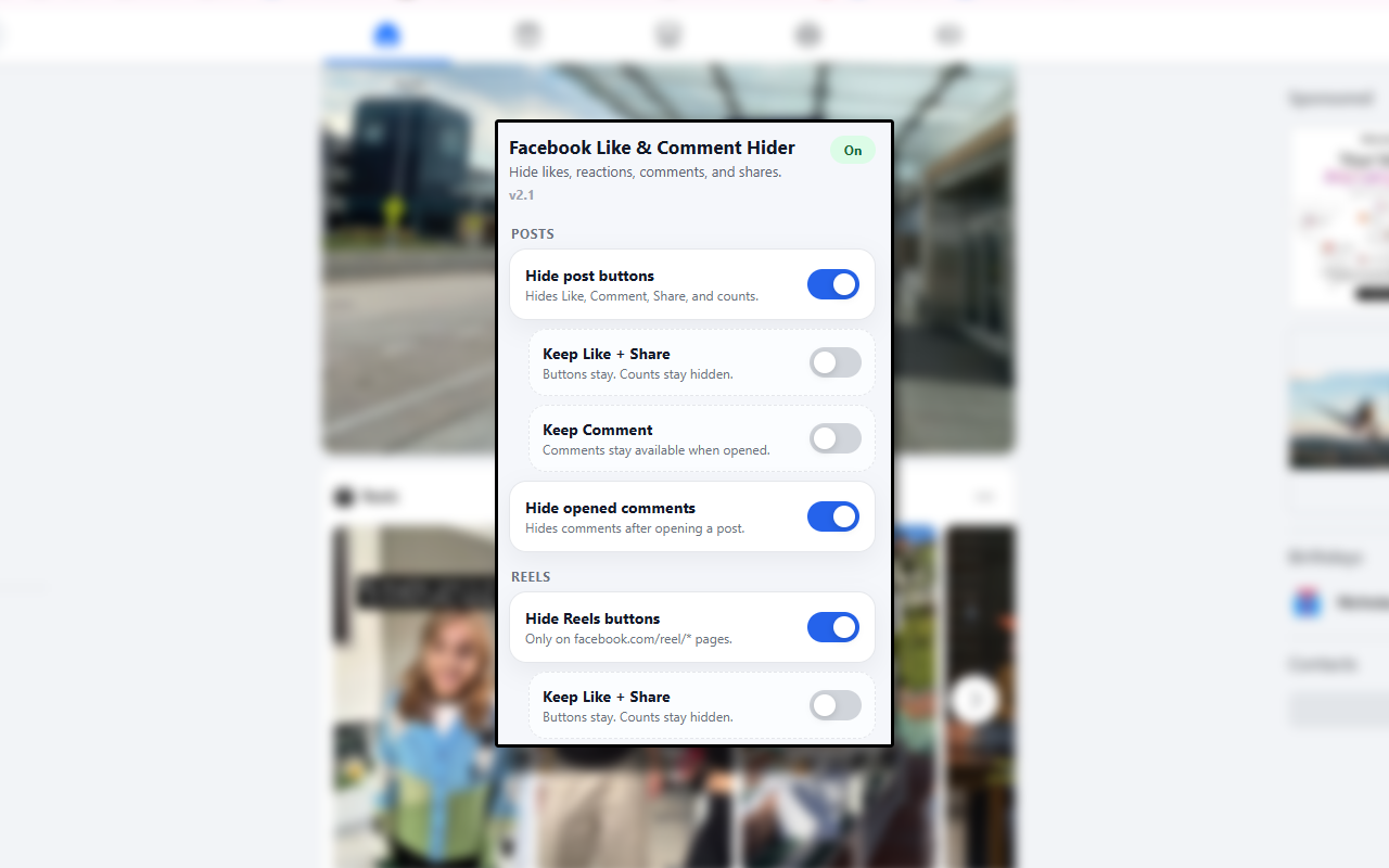 Facebook Like & Comment Hider gallery image