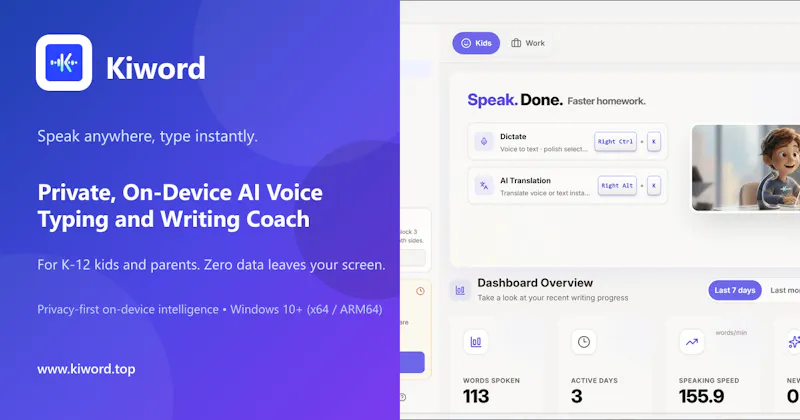 Kiword, Voice-to-text, translation screenshot 1
