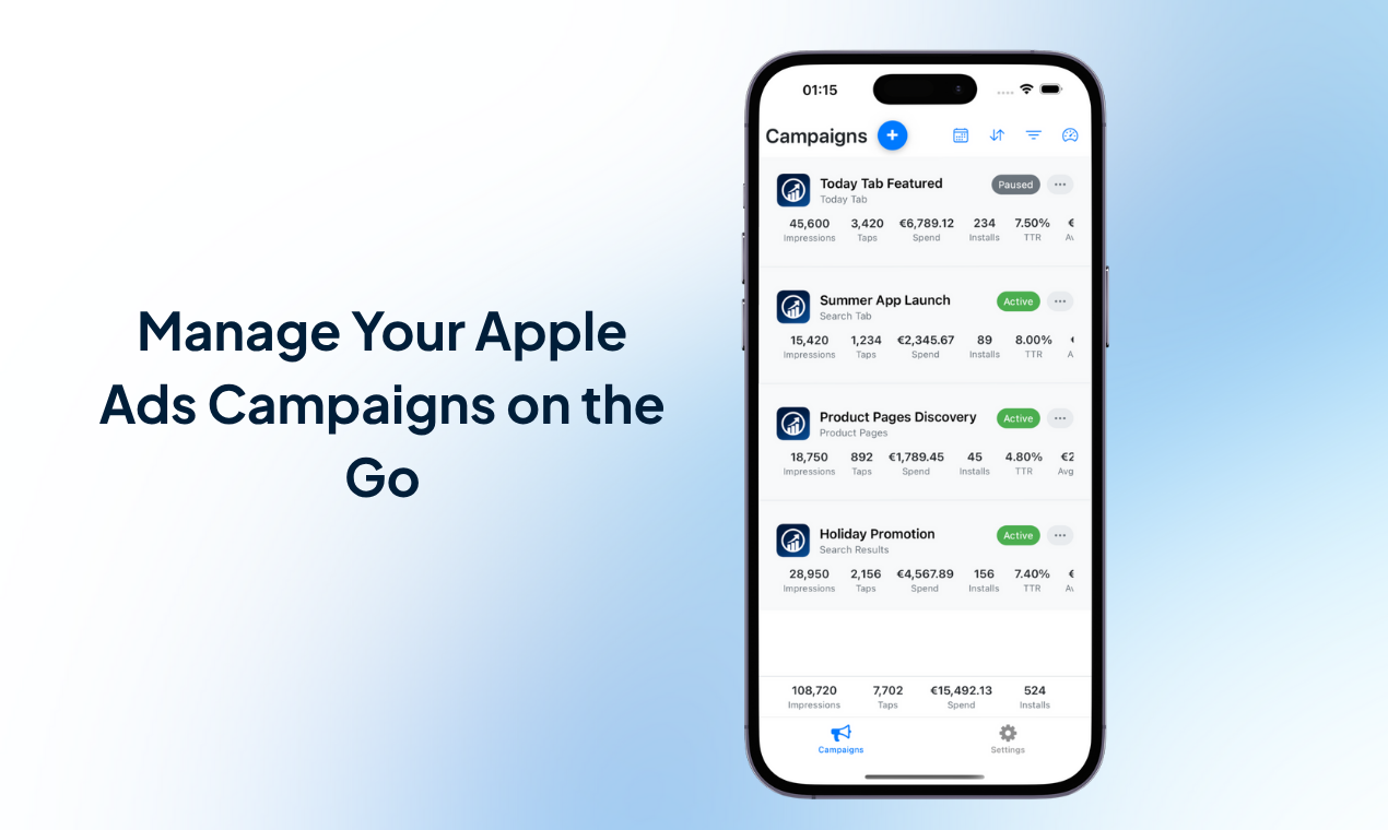 Uygulama Reklamları Yöneticisi - Hareket halindeyken Apple arama reklamlarını yönetin ve izleyin medya 1
