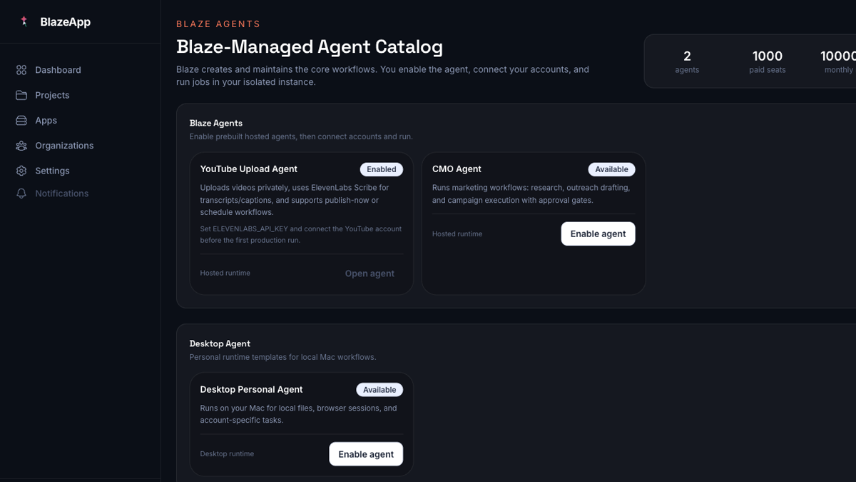 Blaze YouTube Agent gallery image