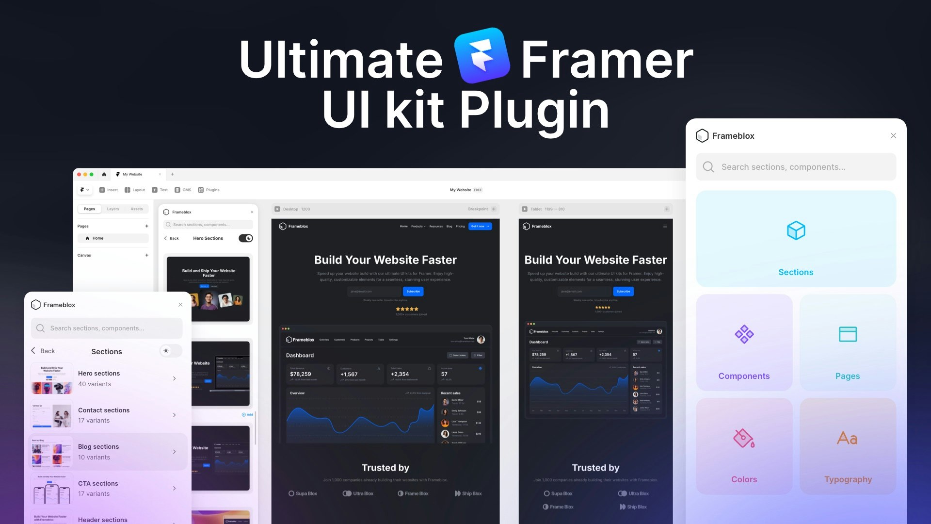 프레임 블록 플러그인 - Framer 용 UI 키트 구성 요소 라이브러리 플러그인 미디어 2