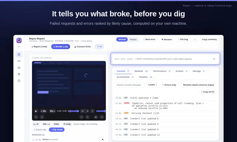 Repro — Capture & replay frontend bugs screenshot 5
