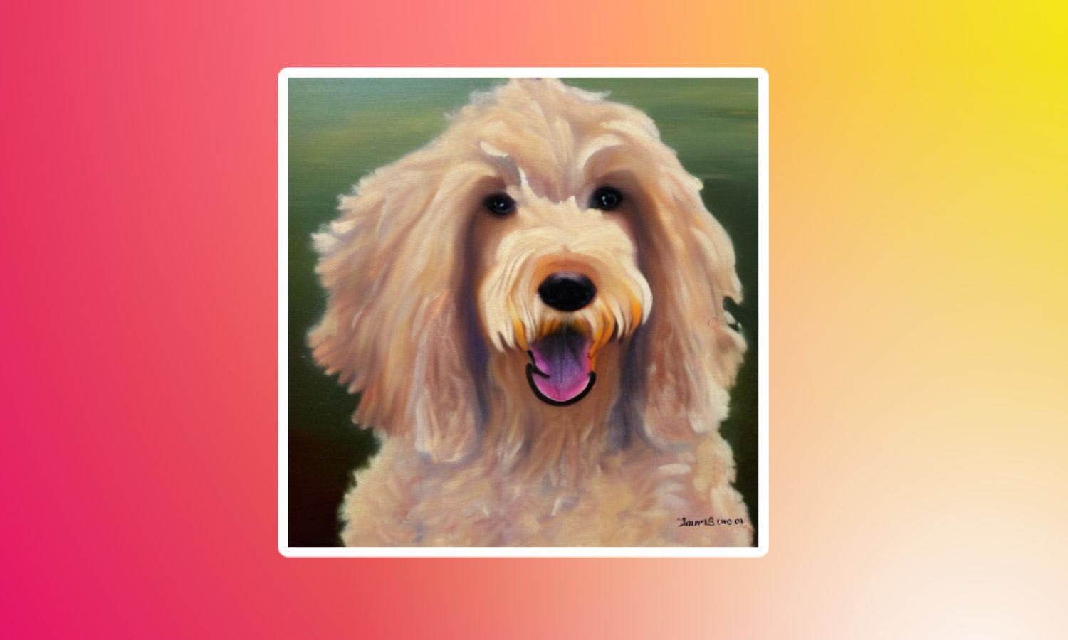 An oil painting of a goldendoodle