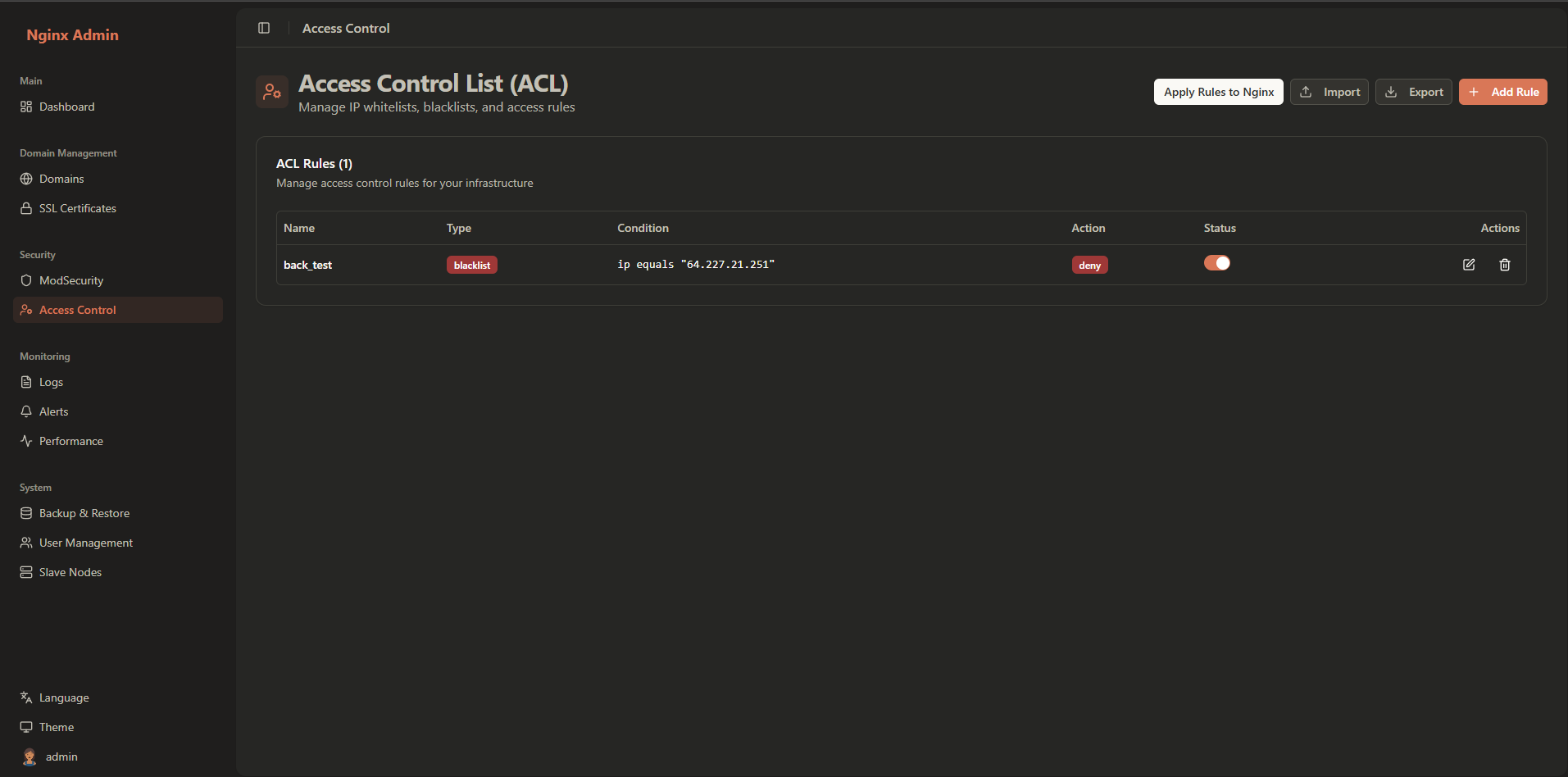 Média WAF - Plateforme de gestion avancée Nginx - Système Nginx WAF, gestion du domaine Surveillance en temps réel 5