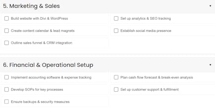 Startup Quickstart Checklist gallery image