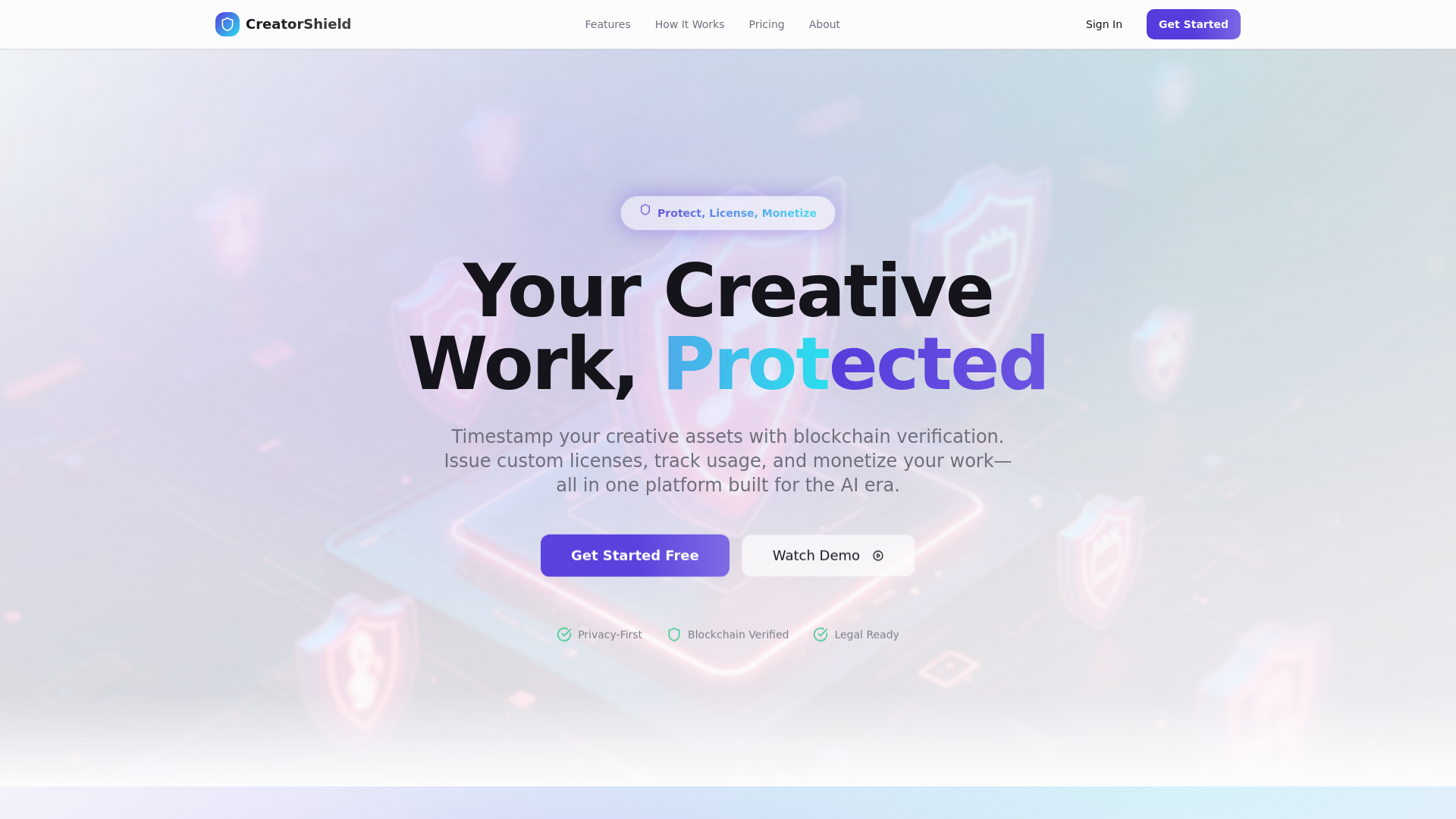 CreatorShield - Main screenshot showing features and interface