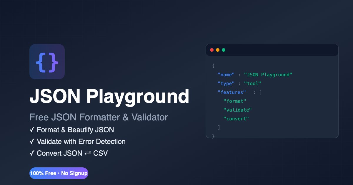 JSON Playground Tools - Screenshot 2 showing product features and functionality