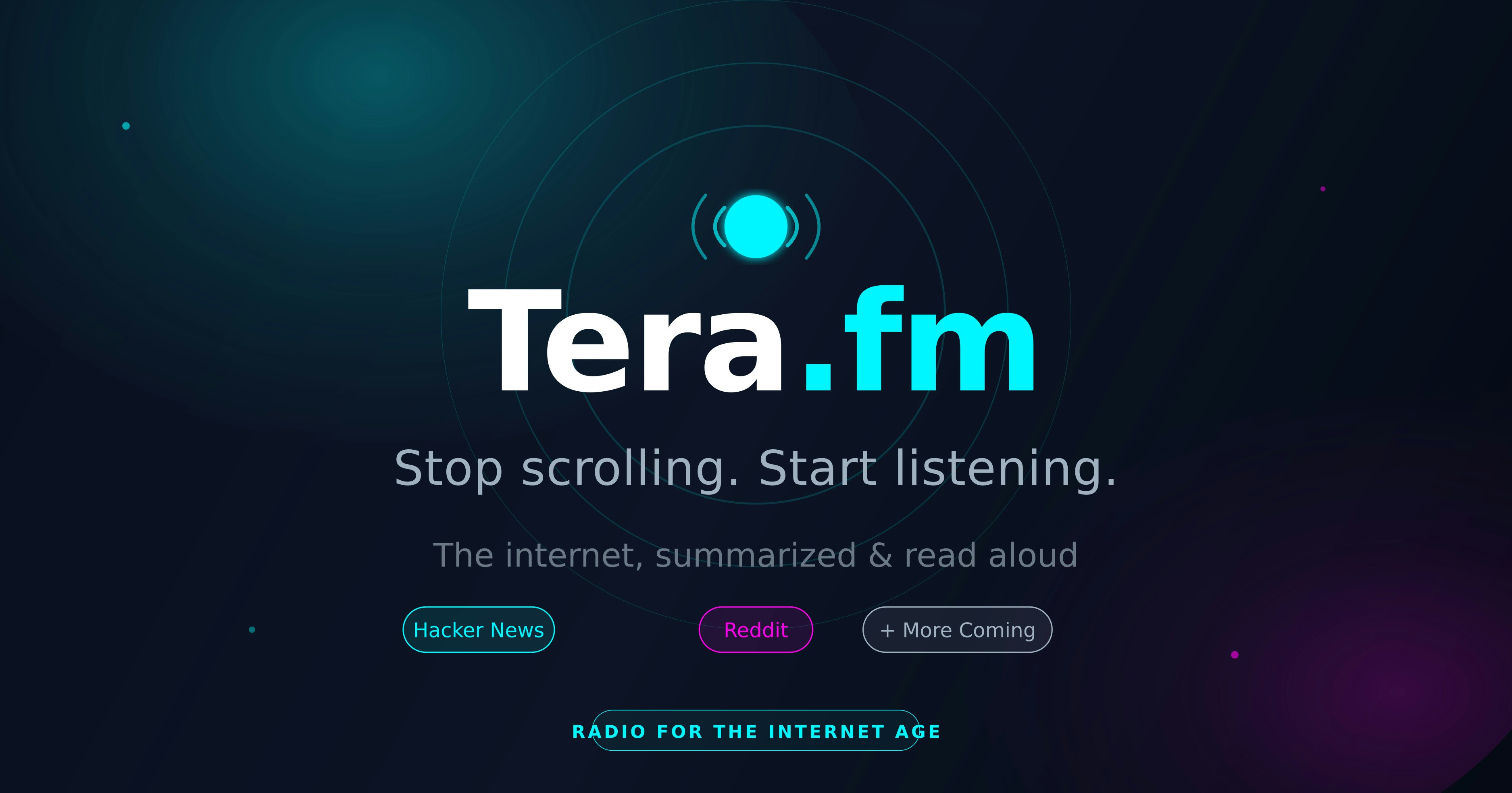 Tera.fm - Main product screenshot demonstrating key features and user interface
