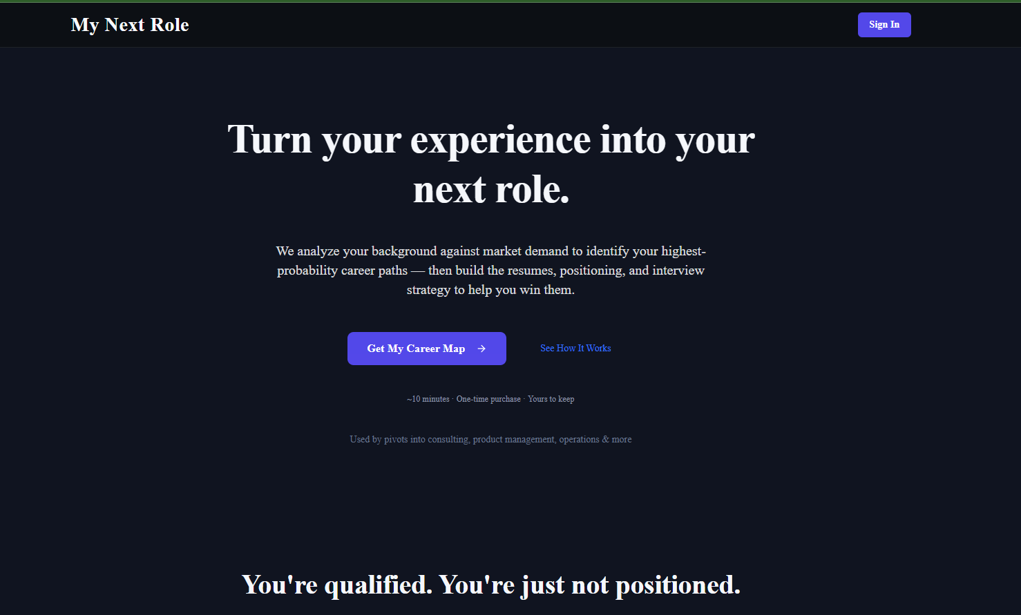 MyNextRole.ai - Screenshot 2 showing product features and functionality