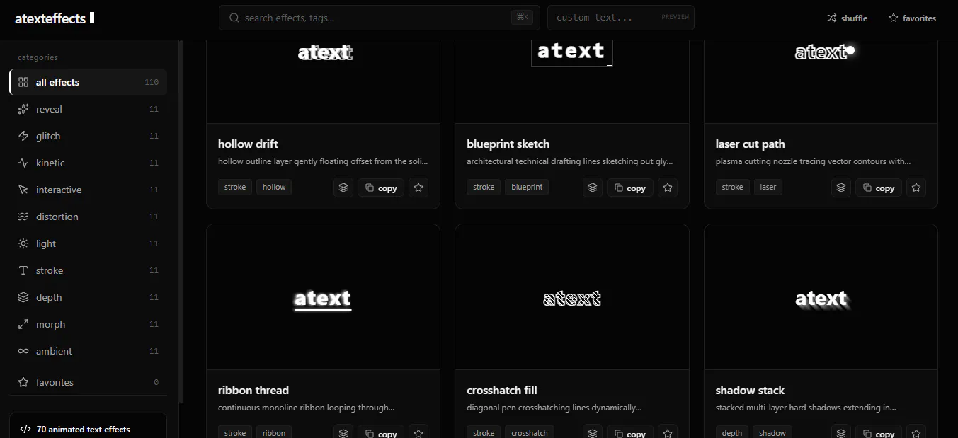 atexteffects -- text effect prompts gallery image