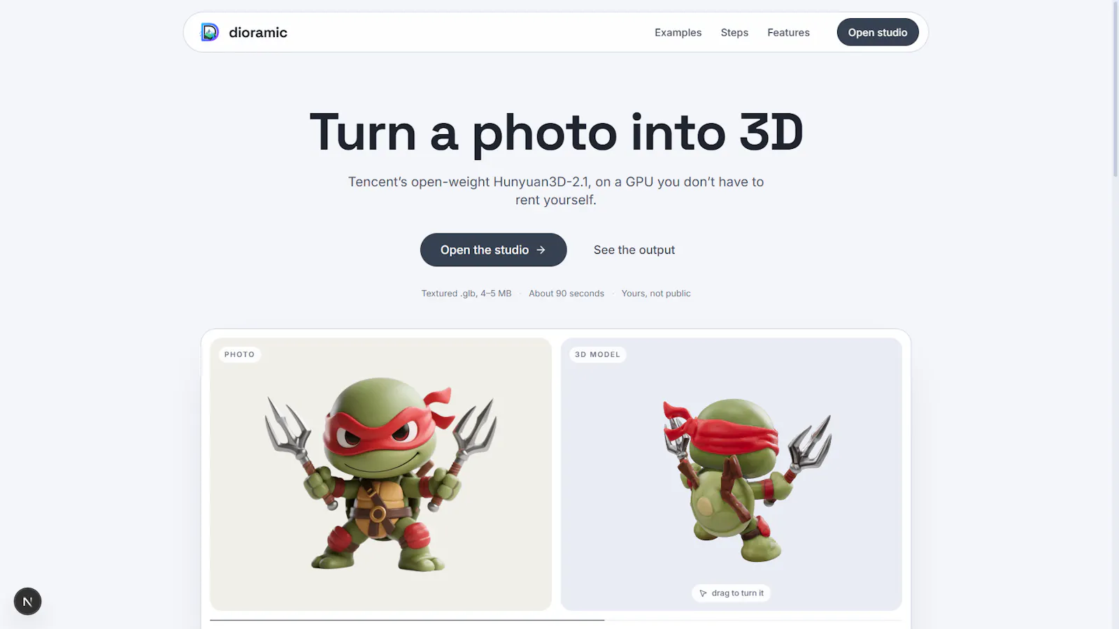 dioramic — turn a photo into a 3D model screenshot 2