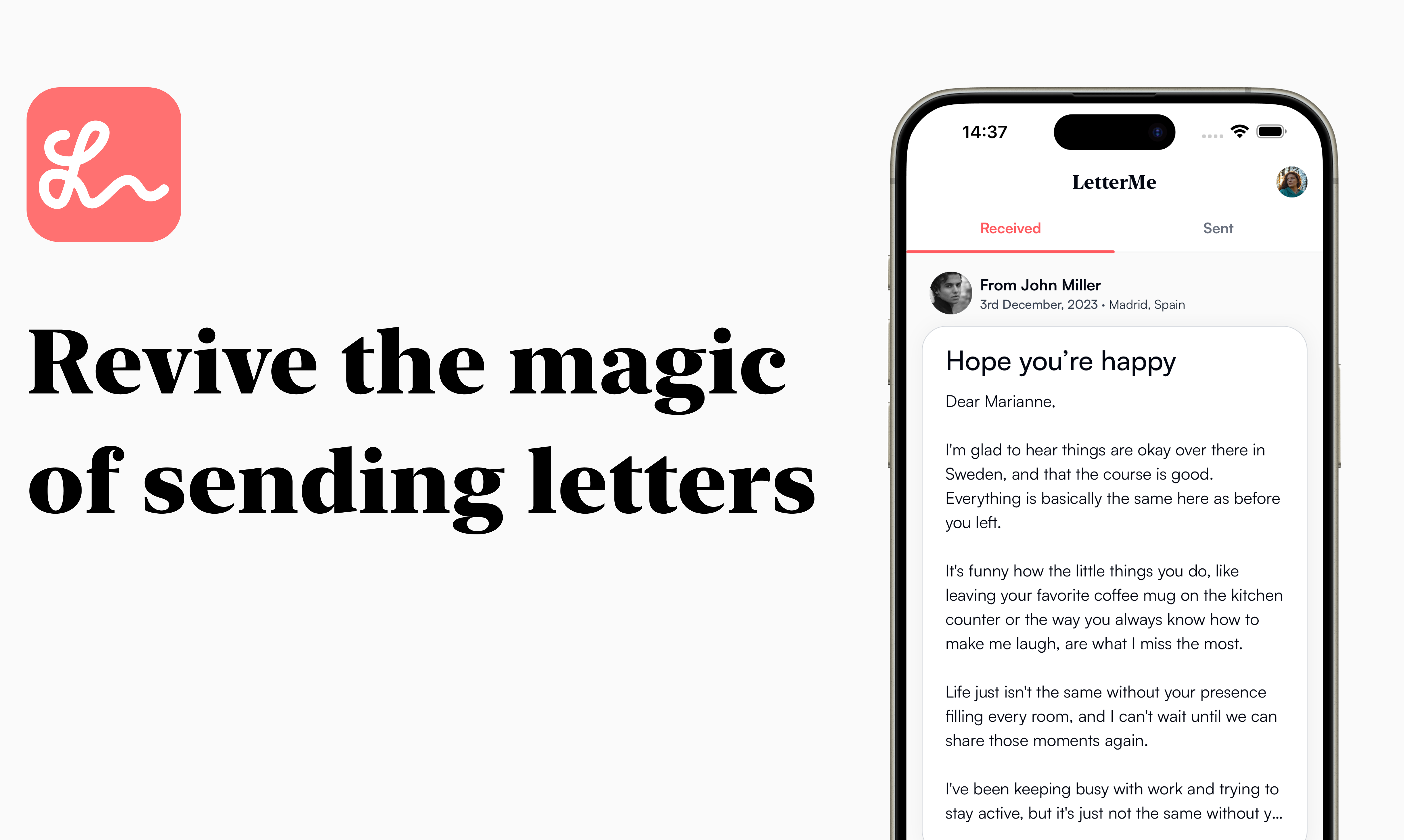 startuptile LetterMe-The magic of letter-sending right from your phone.