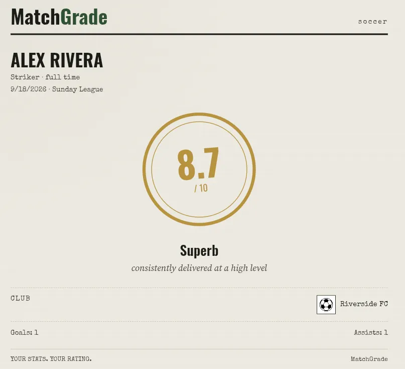 Player Rating Calculator gallery image