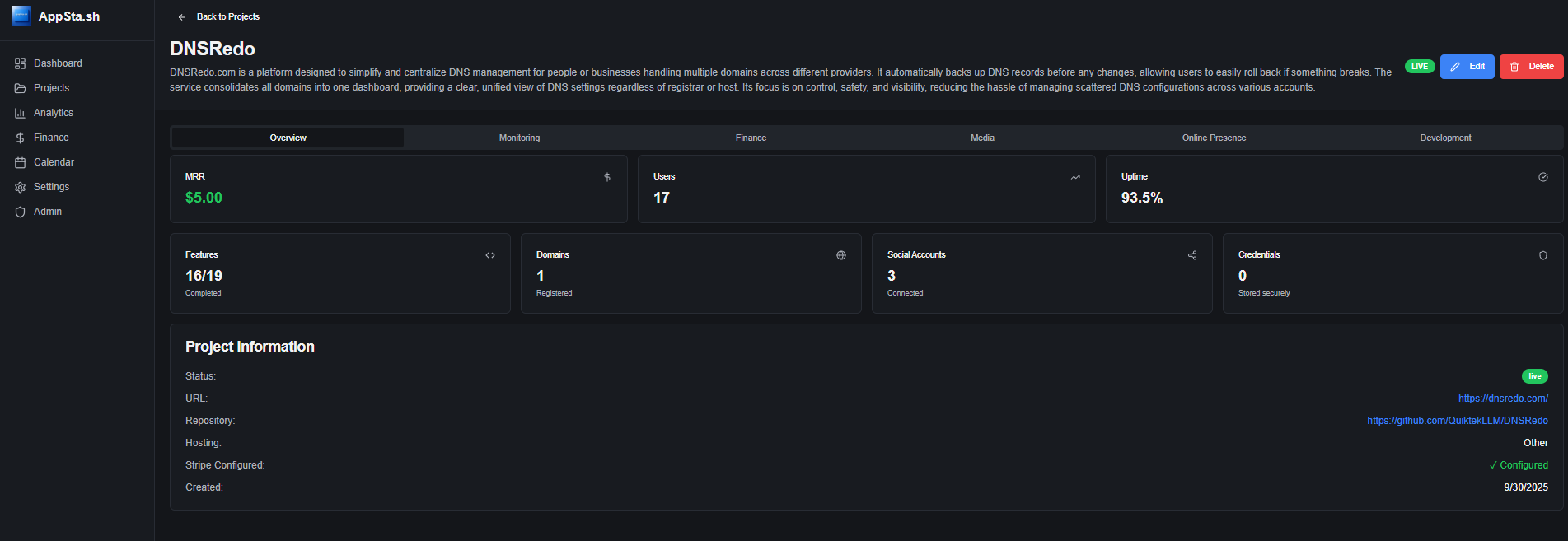 Média AppSta.sh - Tableau de bord complet de gestion de projet pour les développeurs indépendants 2