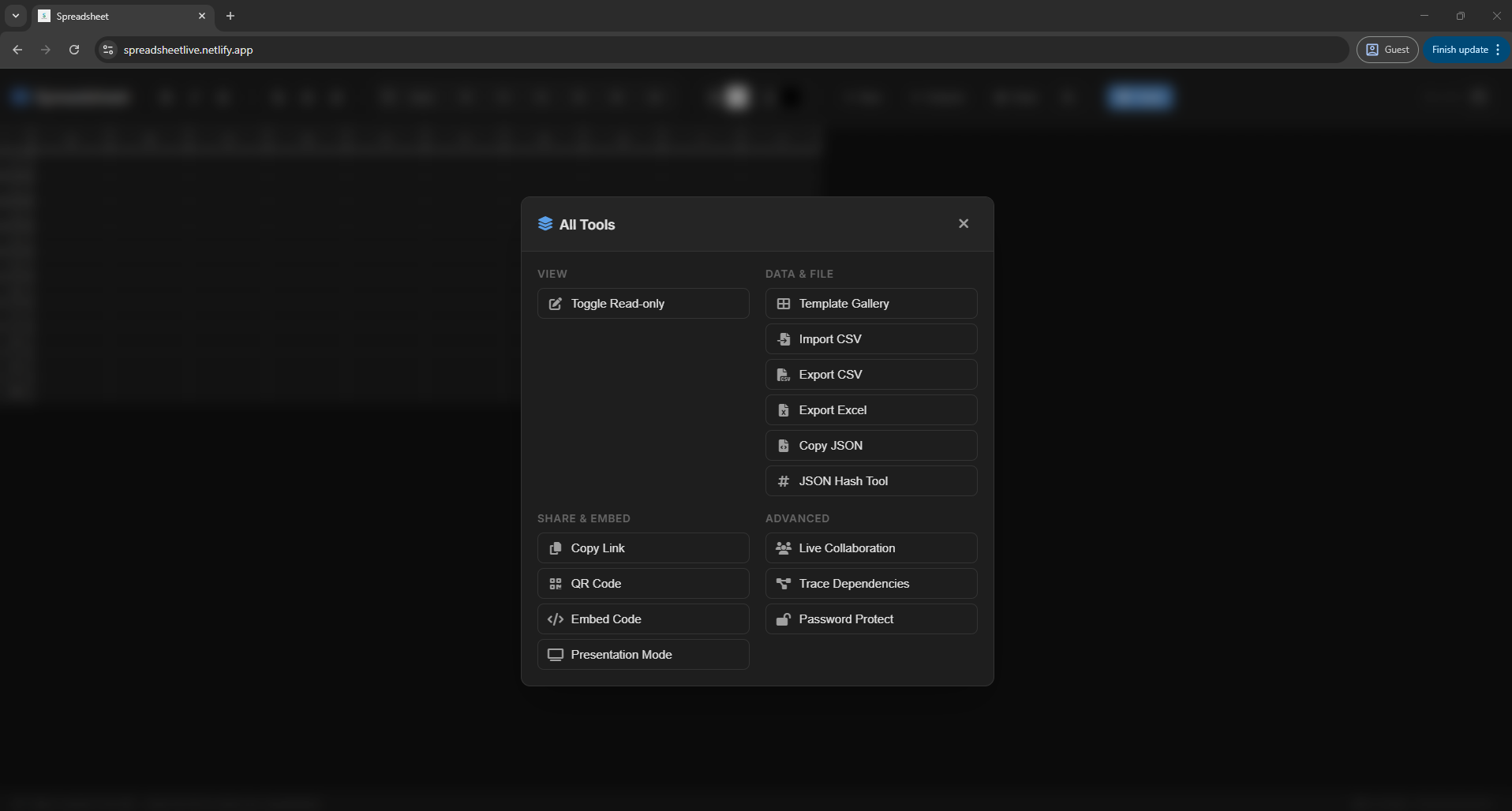 Spreadsheet gallery image