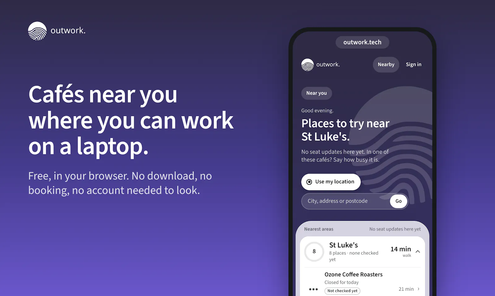 Outwork. Cafés to work in, near you. screenshot 2