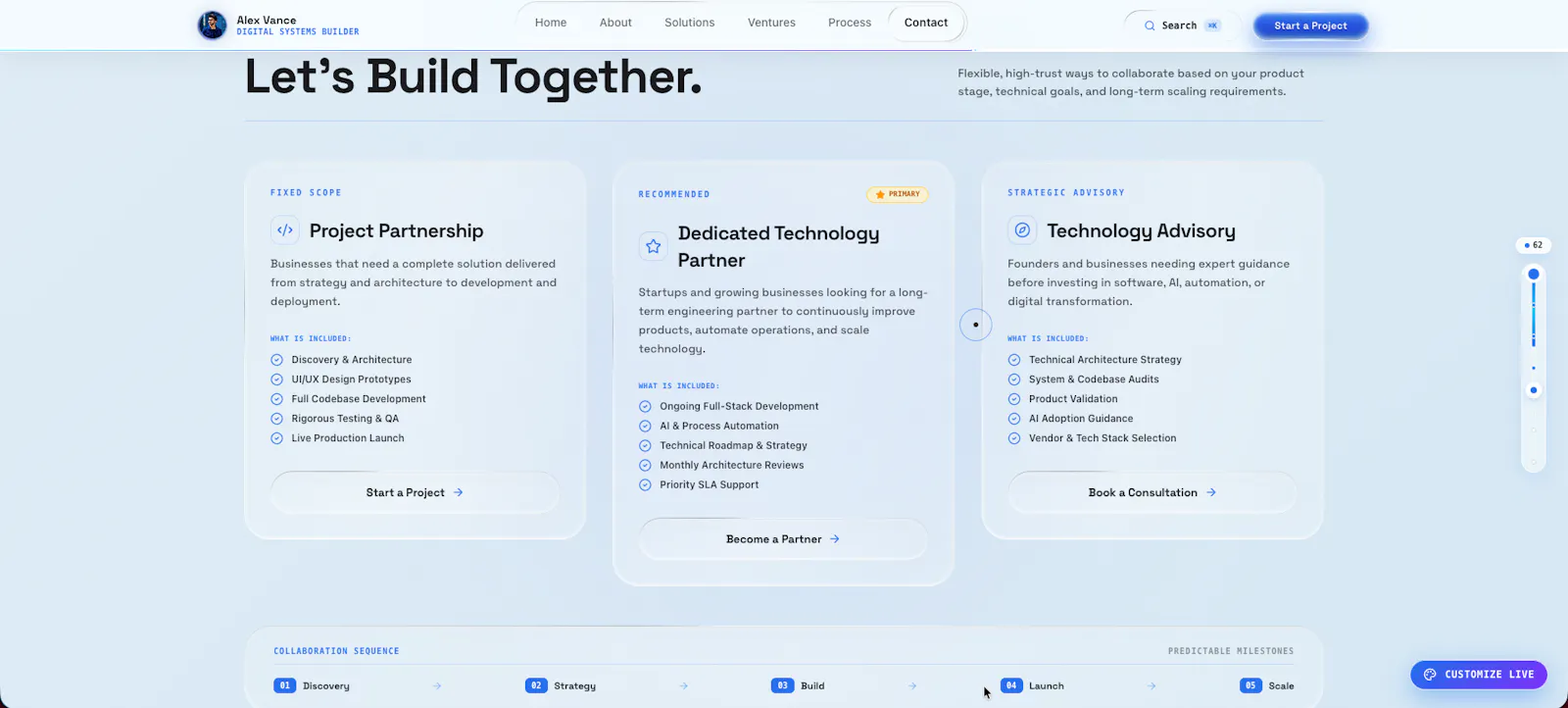 Liquid Glass Portfolio for Tech Founders screenshot 9