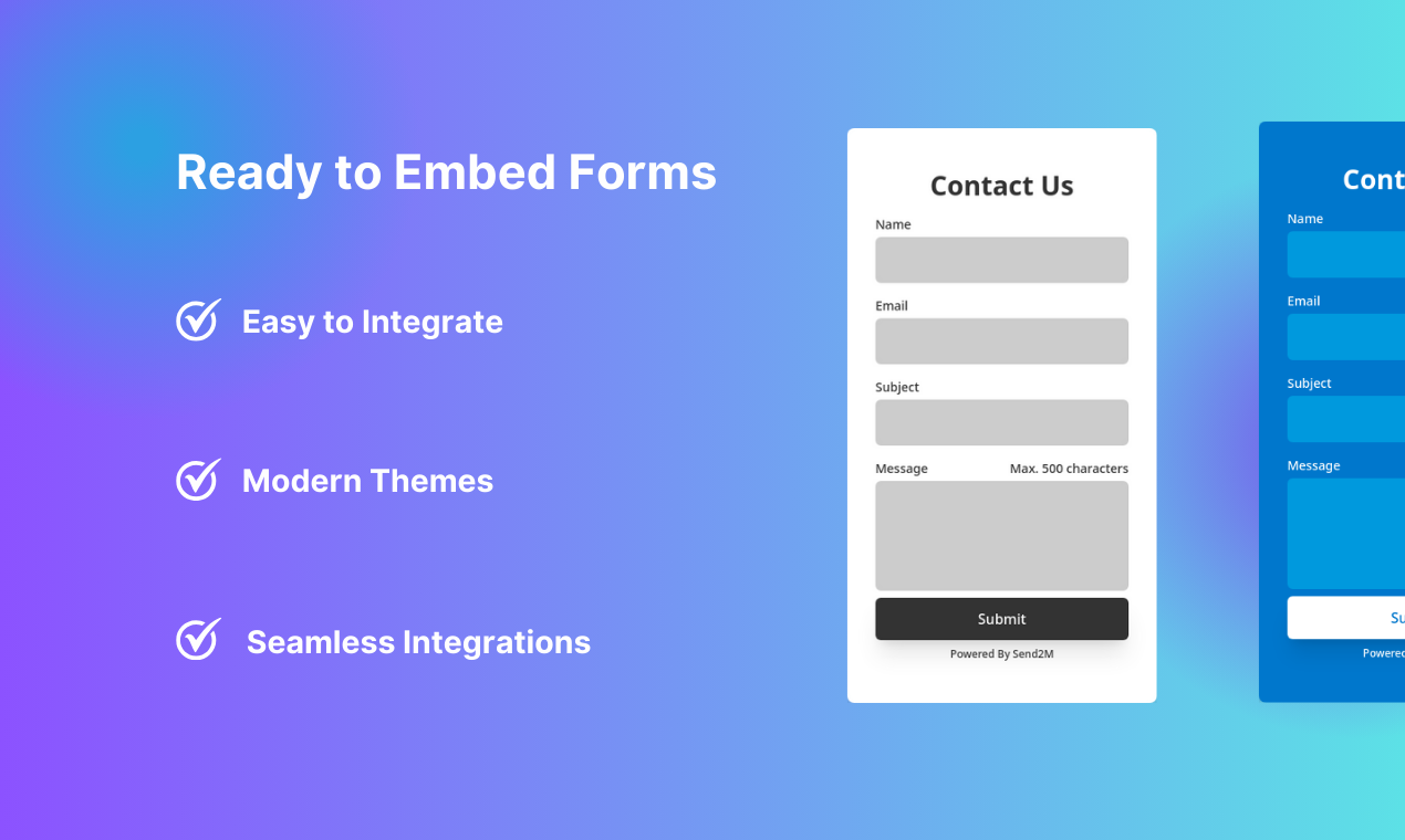 startuptile Send2M-Simple Forms Instantly Embedded Anywhere.