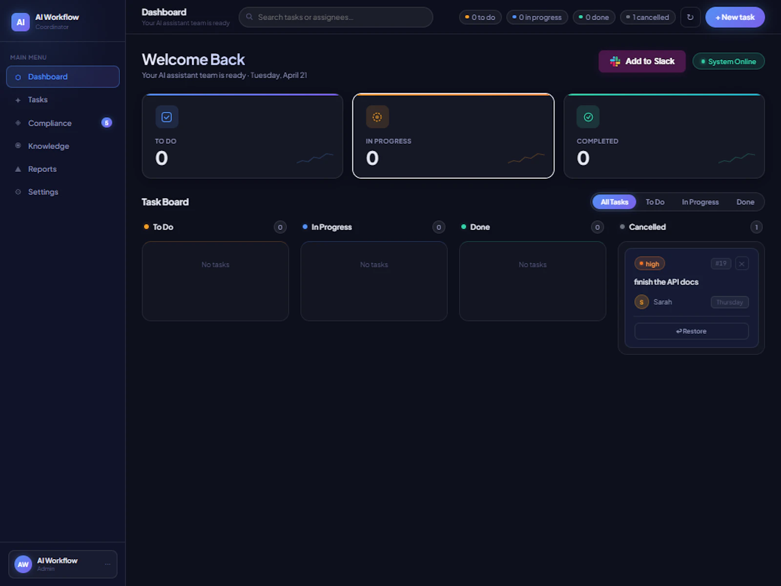 AI Workflow Coordinator screenshot 2