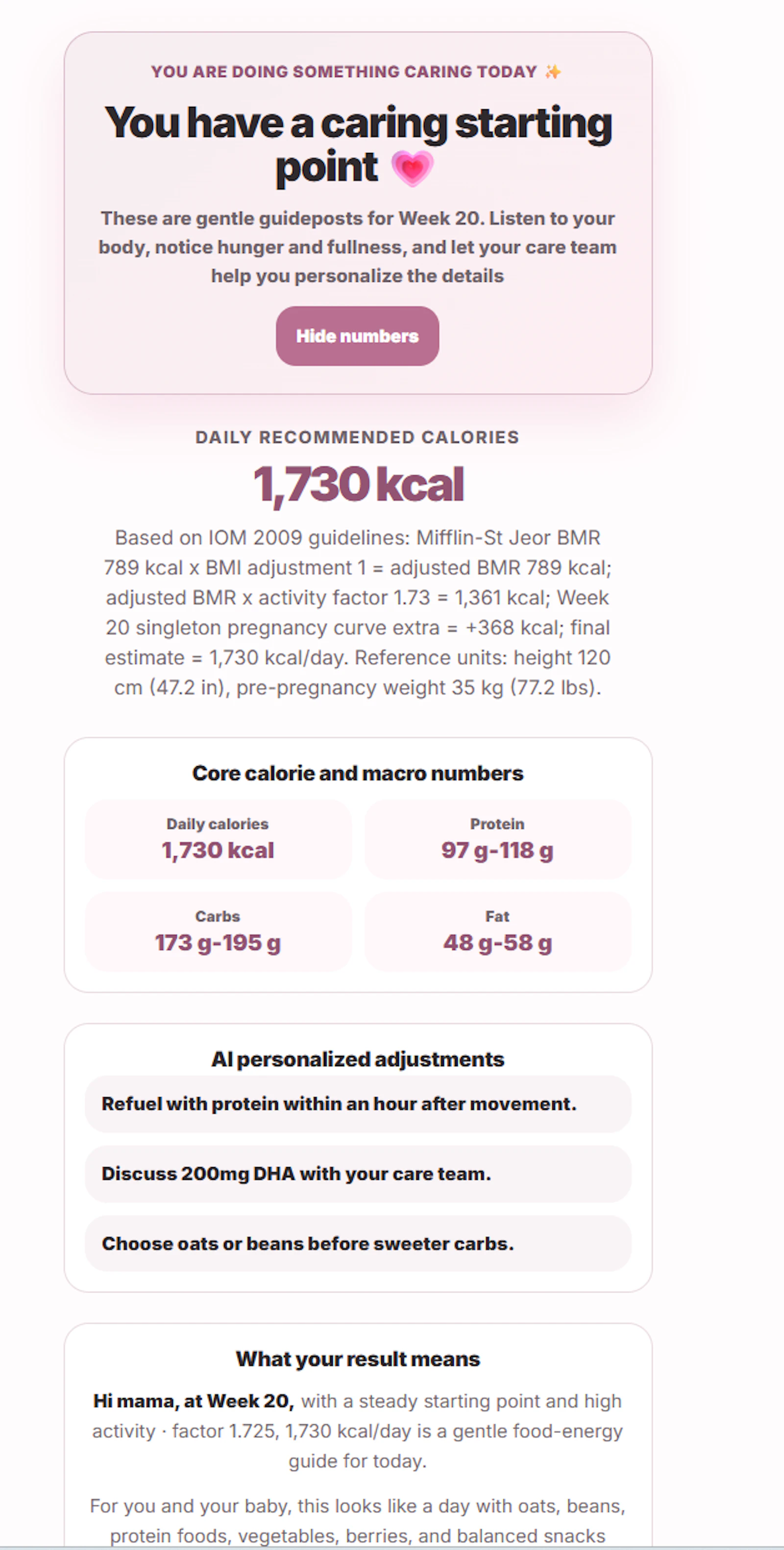 AI Pregnancy Calorie Calculator screenshot 2