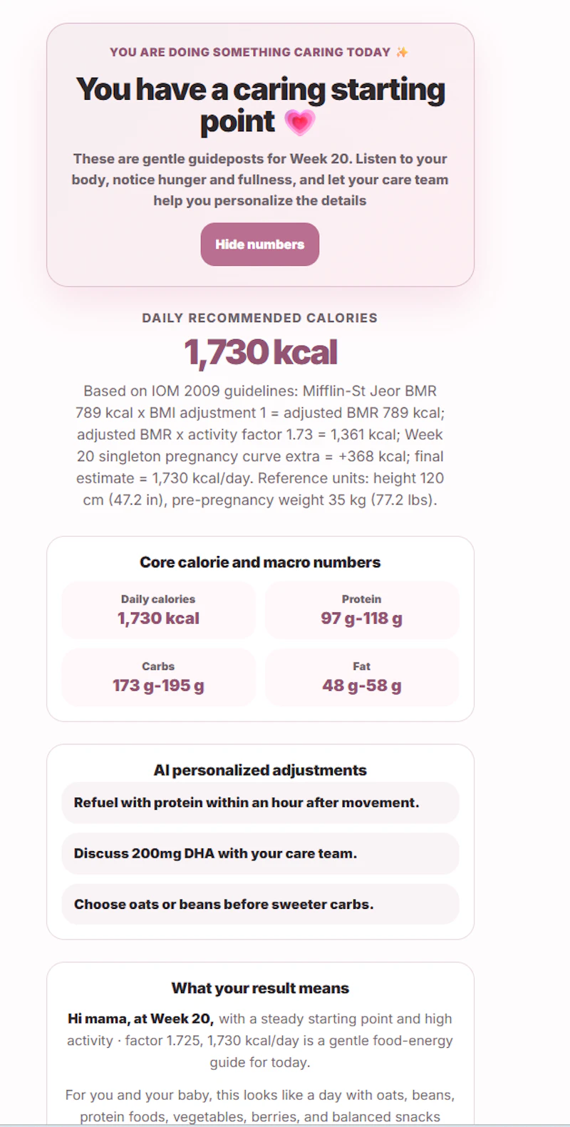 AI Pregnancy Calorie Calculator screenshot 2