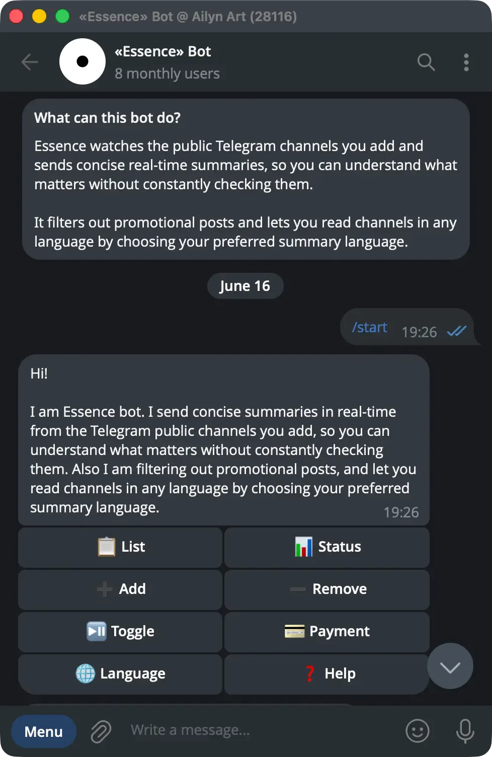 Essence Bot 截图 2