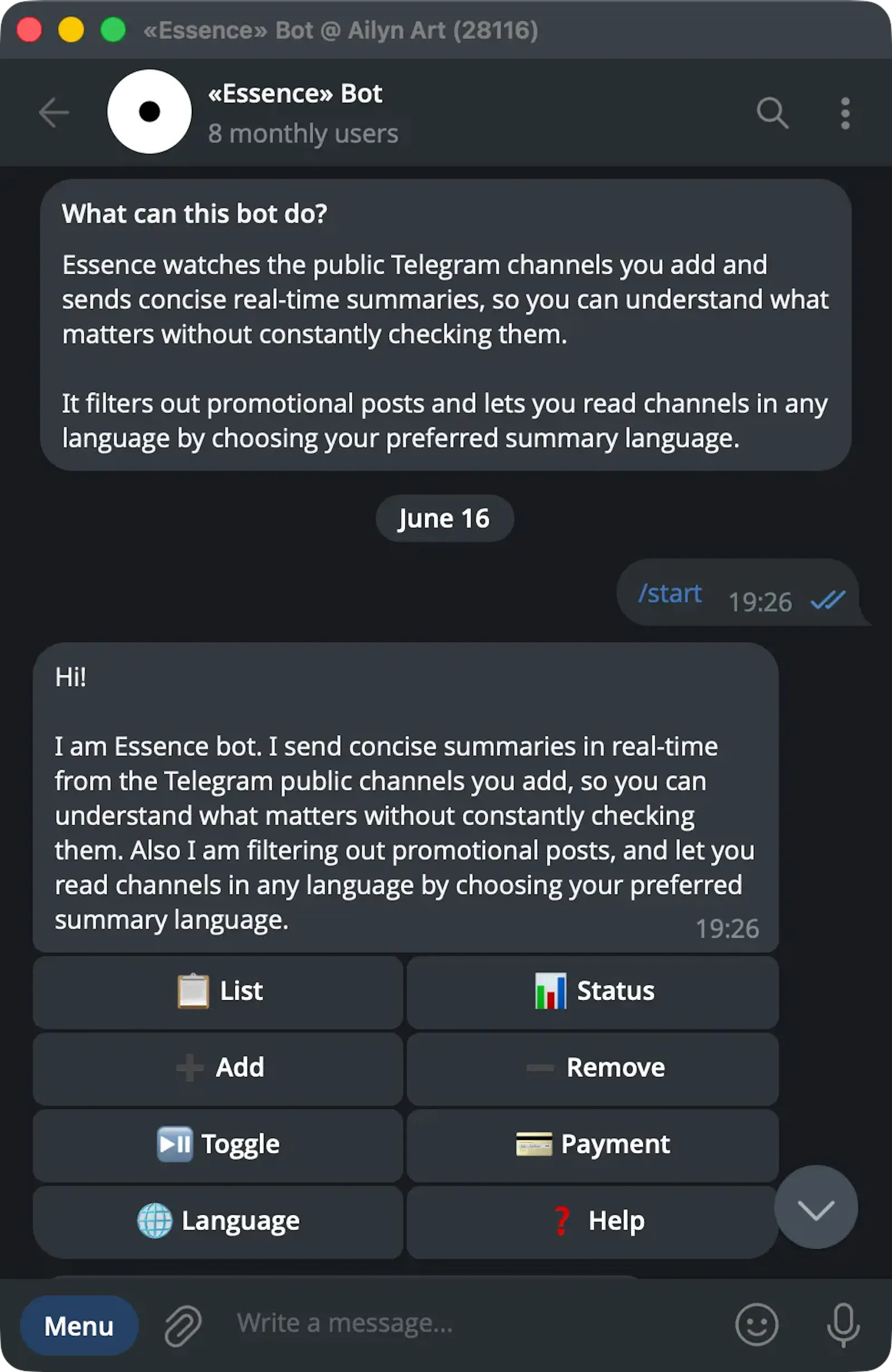 Essence Bot screenshot 2