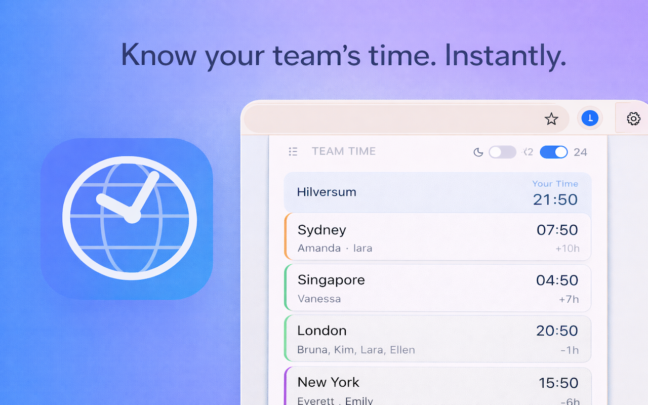 Team Timezones - Product Hunt launch logo and brand identity