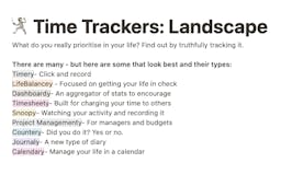 Time Trackers: List of the Landscape media 1