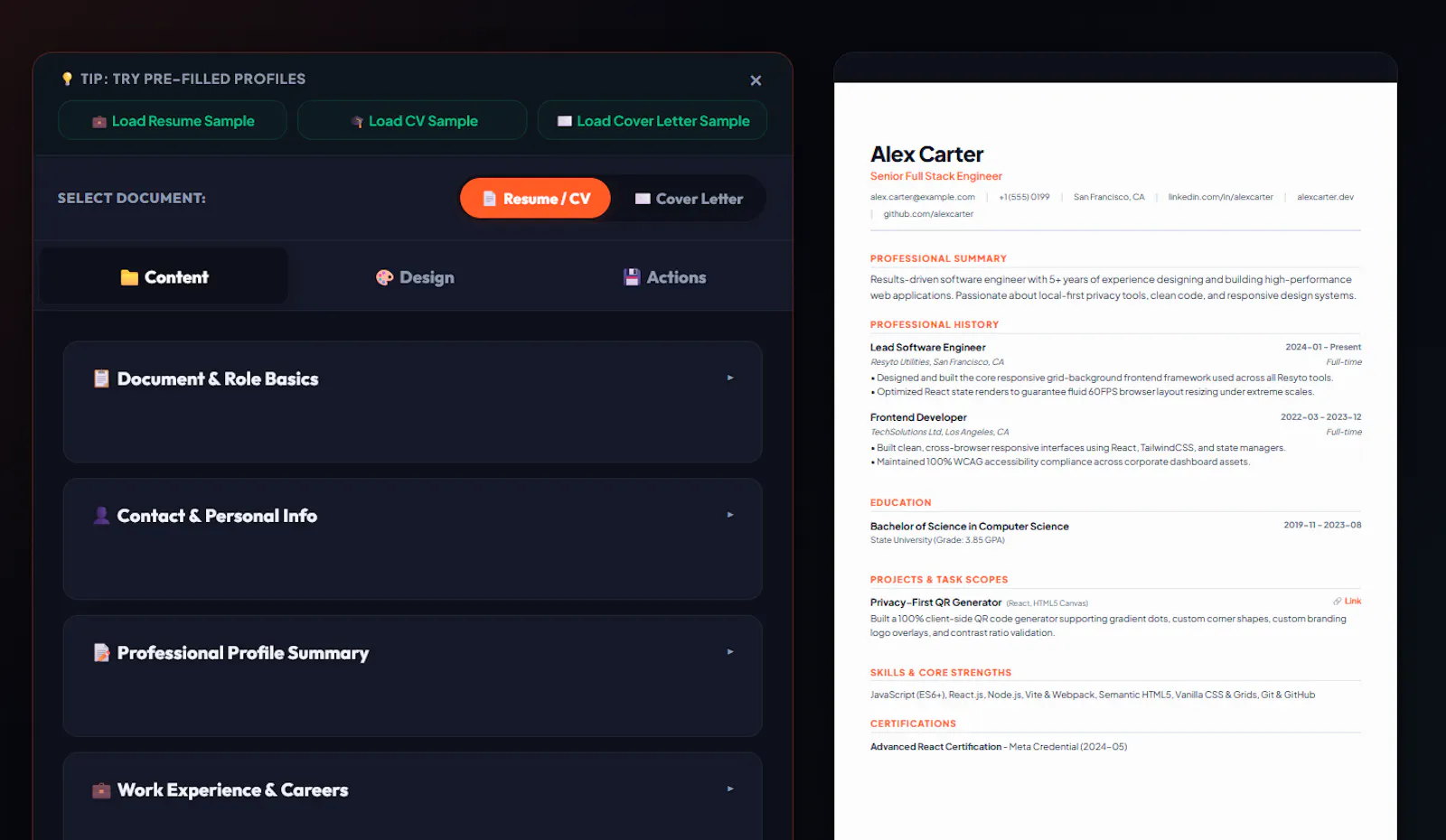 Free Resume, CV & Cover Letter Builder screenshot 4