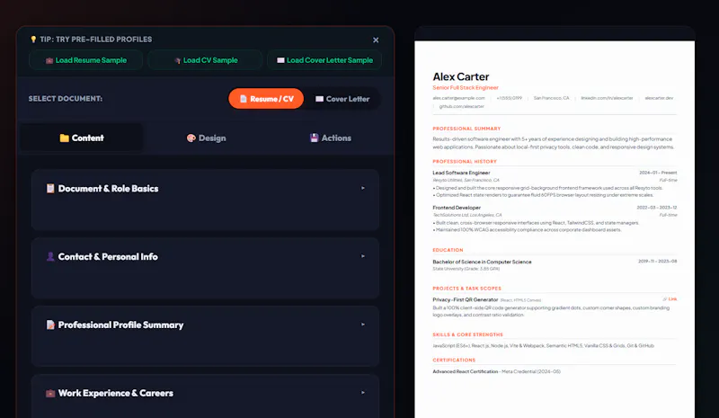 Free Resume, CV & Cover Letter Builder screenshot 4