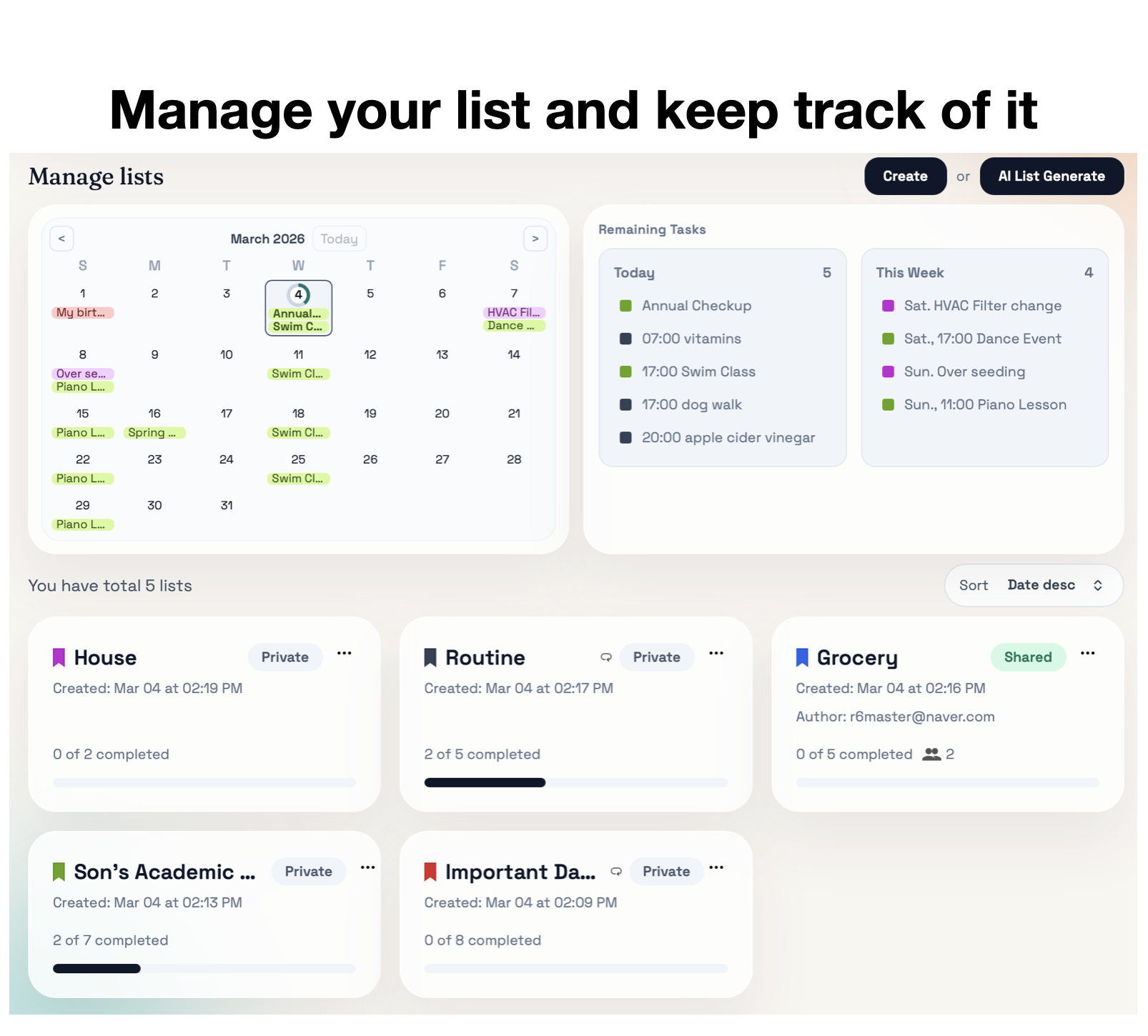 we✓ly - Main product screenshot demonstrating key features and user interface