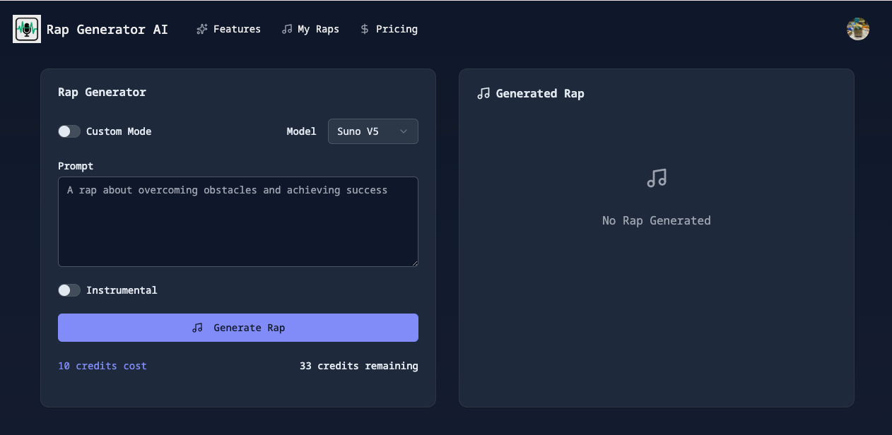 rap generator - Screenshot 2 showing product features and functionality