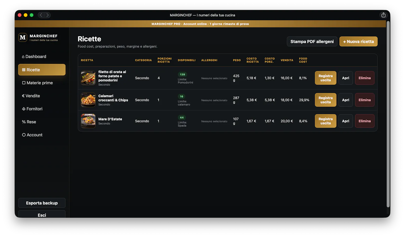 MARGINCHEF — I numeri della tua cucina screenshot 6
