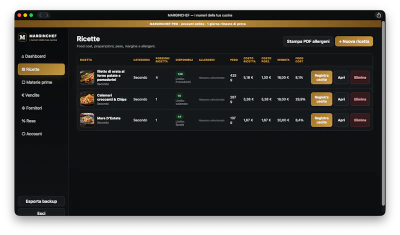 MARGINCHEF — I numeri della tua cucina screenshot 6