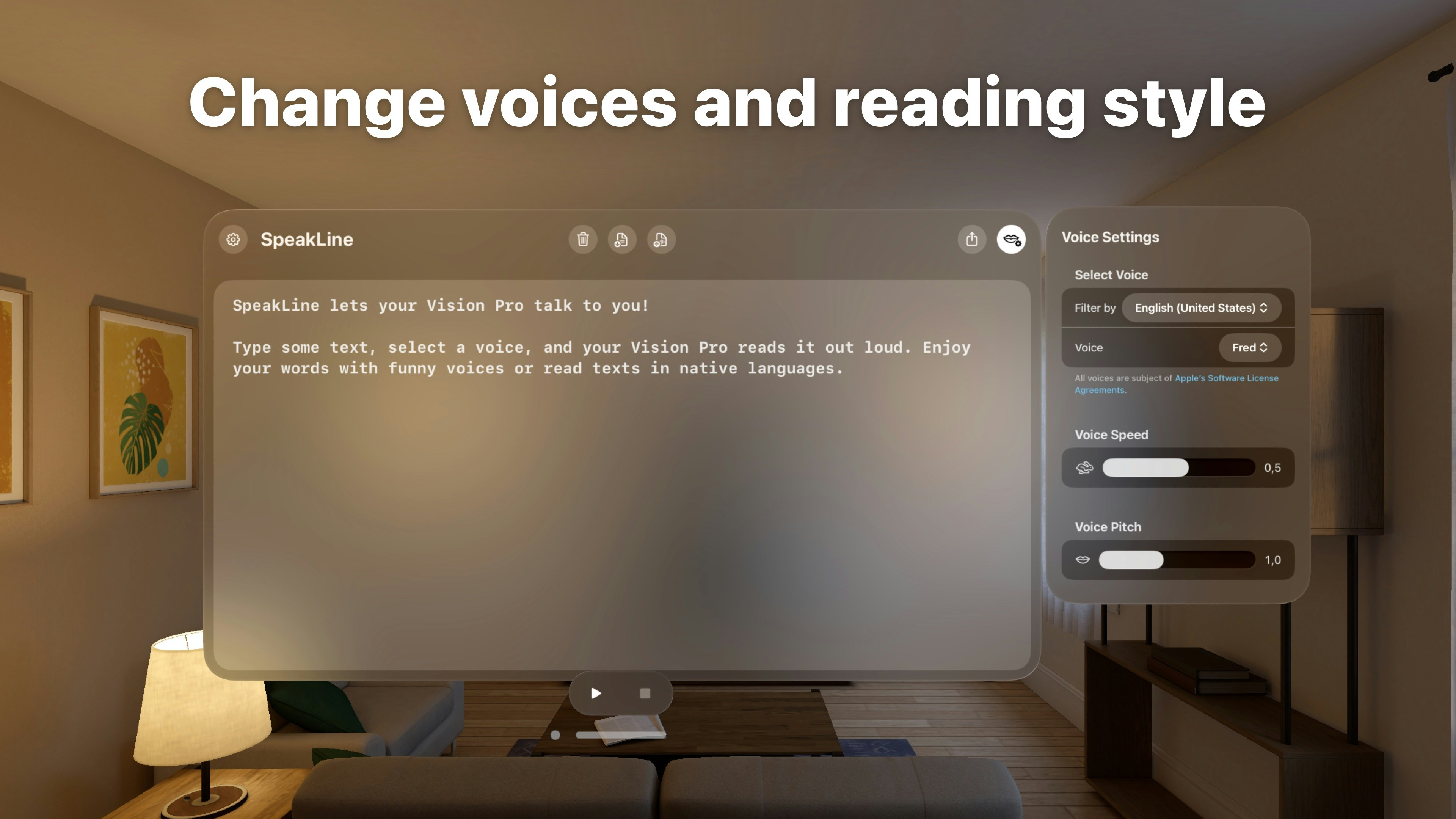 Speakline 5 - MacOS, iOS और विज़नोस के लिए आपका टेक्स्ट-टू-स्पीच साथी मीडिया 4
