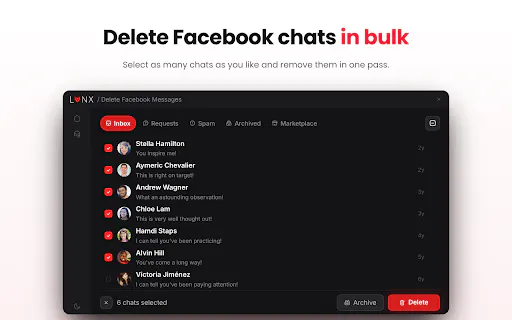 Lynx | Delete Facebook Messages gallery image