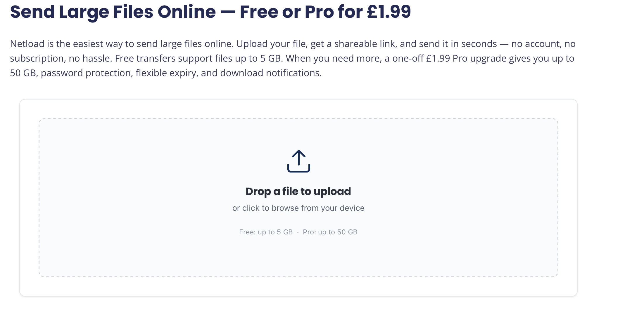 NetLoad — A WeTransfer alternative gallery image