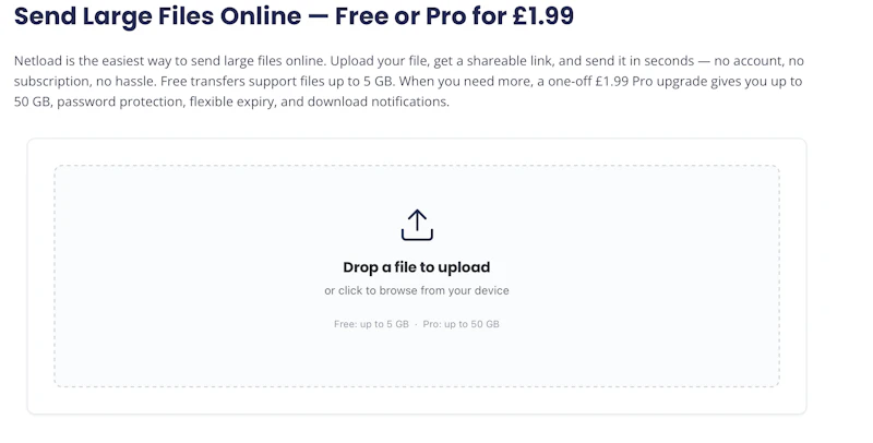 NetLoad — A WeTransfer alternative screenshot 2