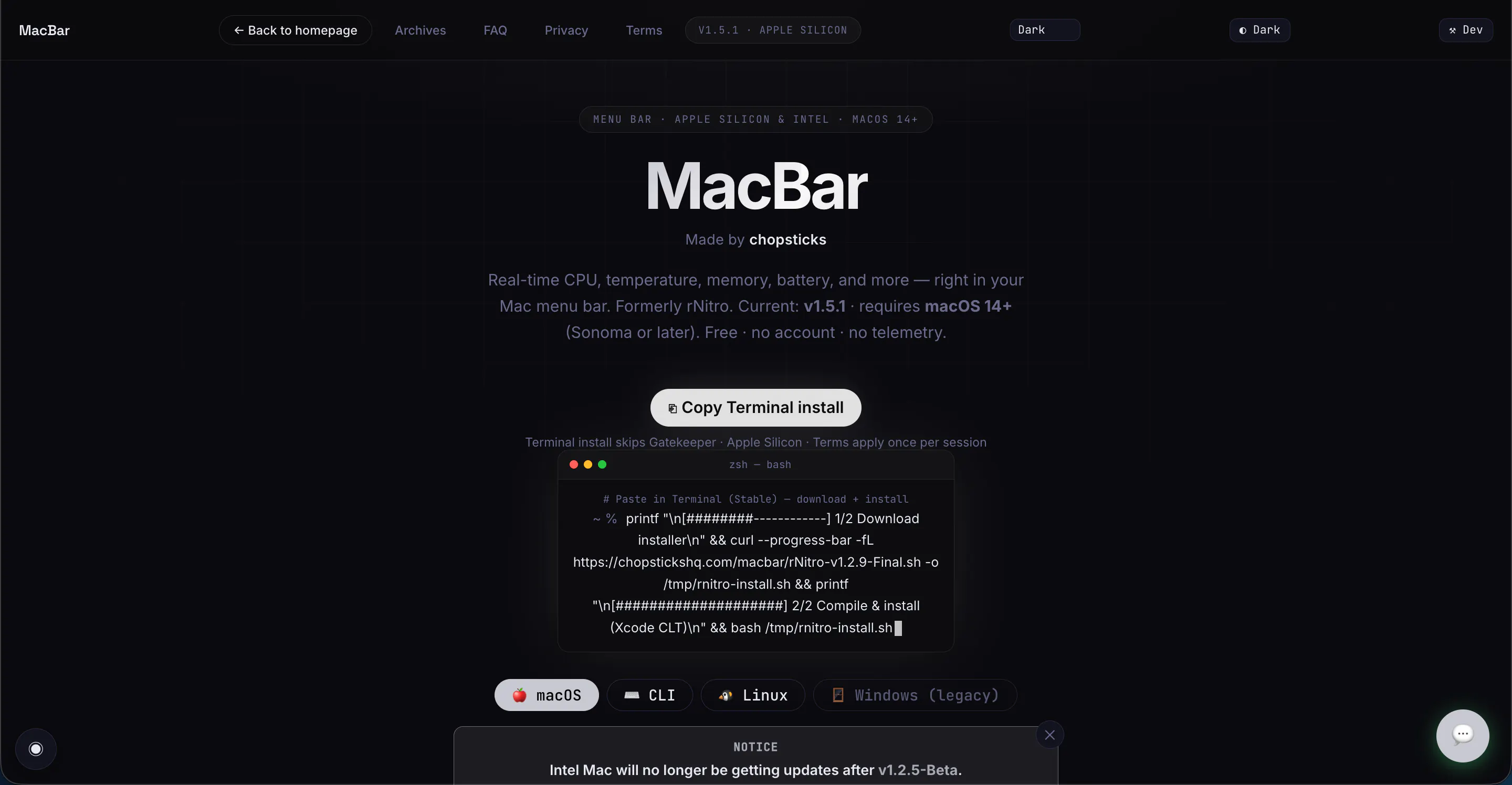 MacBar — macOS CPU Monitor gallery image