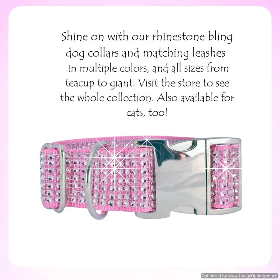 Sassy Dog Fashions®의 Bling Dog Collars ® - 멋진 개 칼라, 블링 베이비 핑크 라인 스톤 개 칼라. 미디어 2