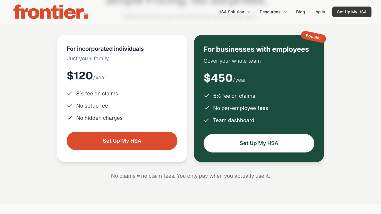 Frontier HSA - Screenshot 2 showing product features and functionality