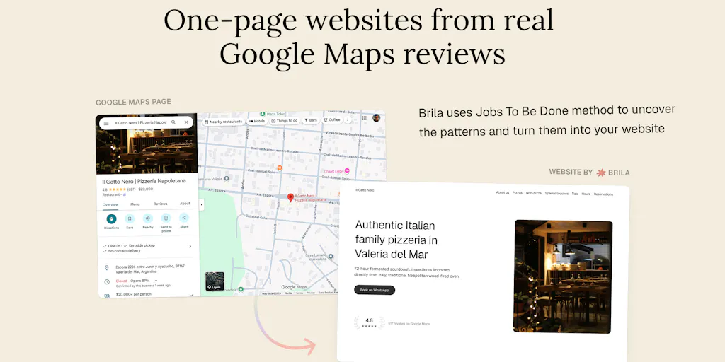 Map Riwews Brila: One-page websites from real Google Maps reviews | Product Hunt