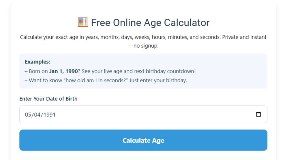 Exact Age Calculator gallery image