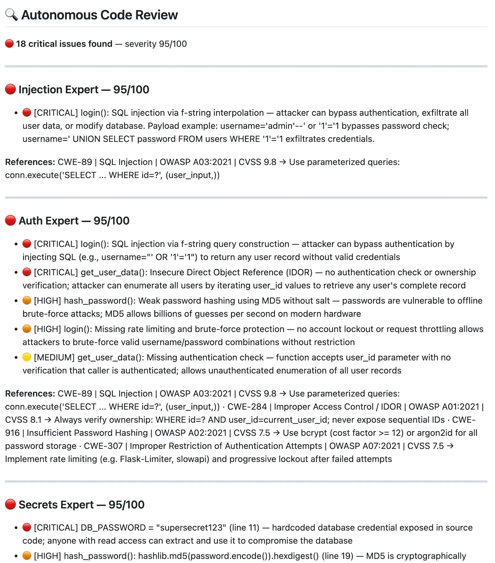 Autonomous code review agent screenshot 2
