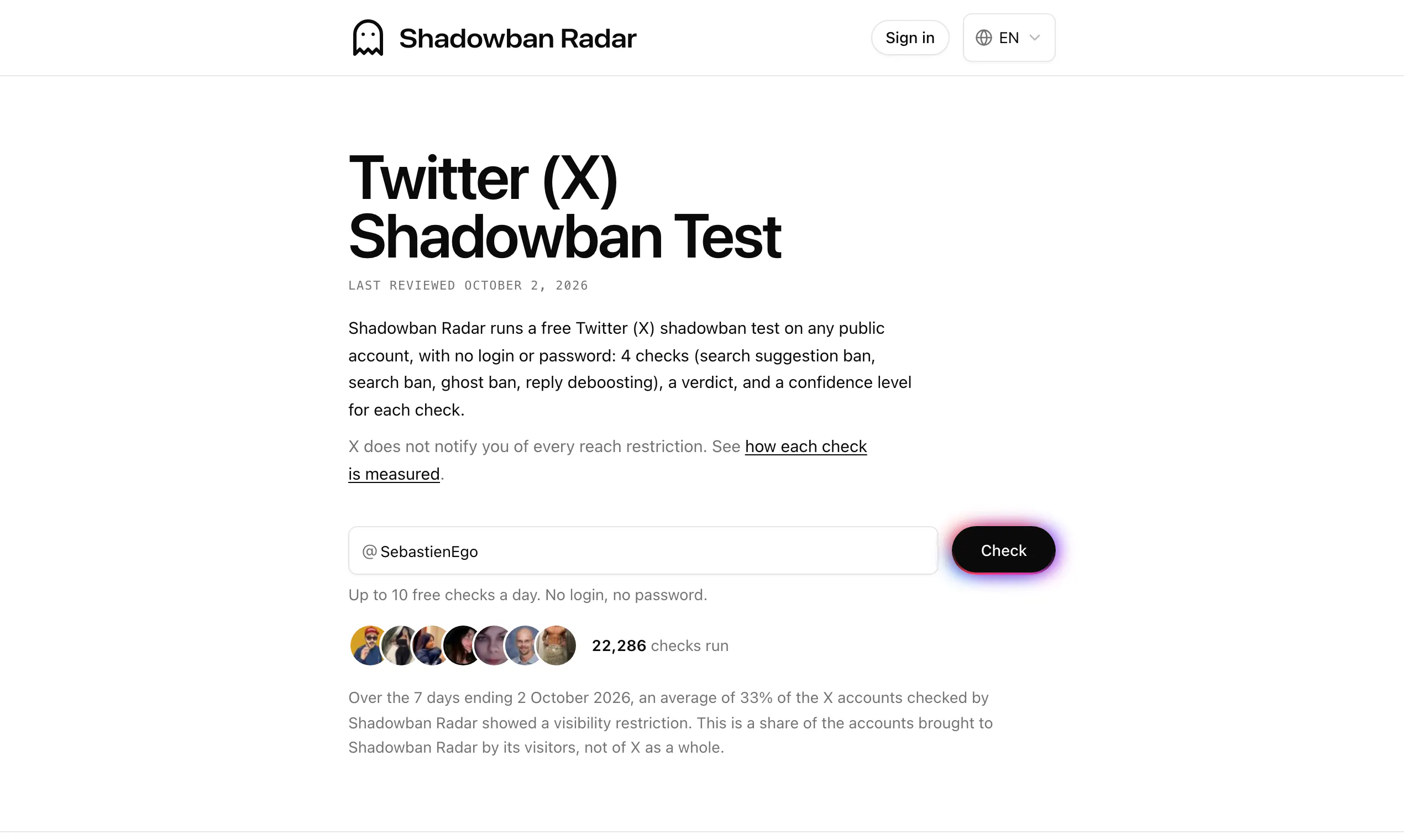 Shadowban Radar gallery image