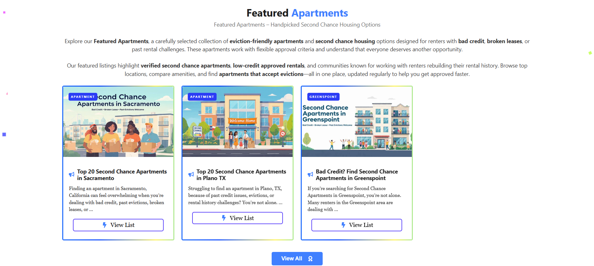 Second Chance Apartments - Screenshot 2 showing product features and functionality