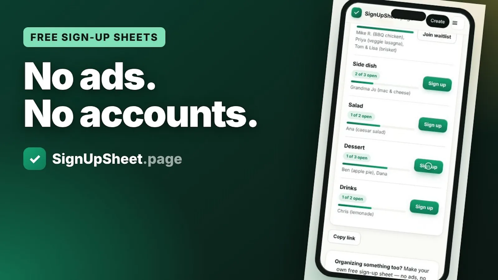 SignUpSheet.page screenshot 1 (video preview)